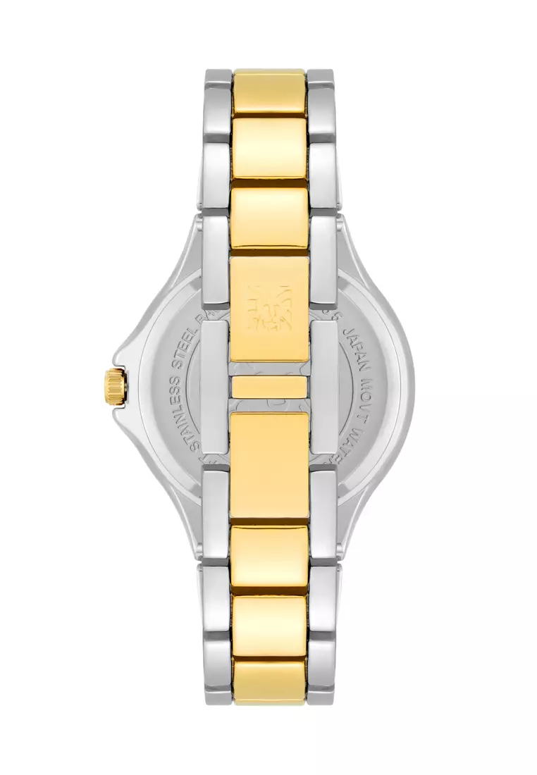 Anne Klein AK5023WTTT0000 silver tone round watch with heart diamond