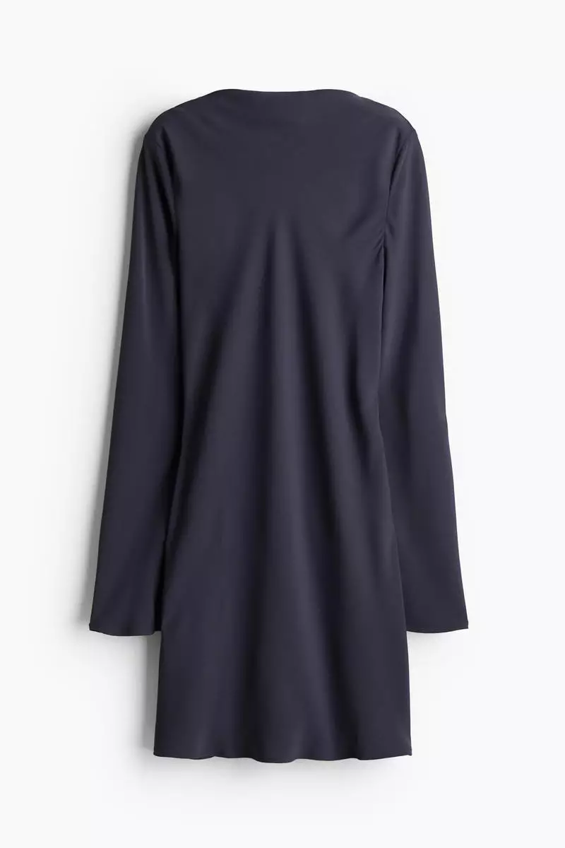 knee length dresses for ladies Girls Lightweight Soft Cotton Fleece A-Line Dress| Navy