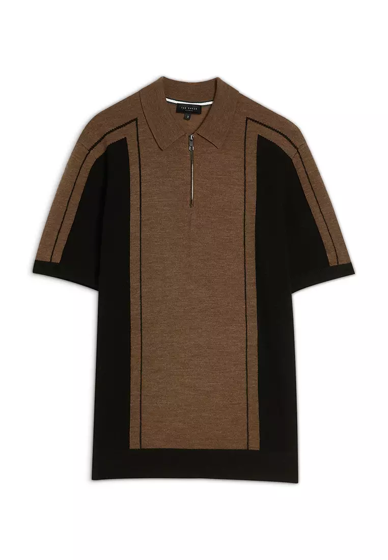 Ted Baker Men's Jesty Short Sleeve Wool Zip Polo Shirt