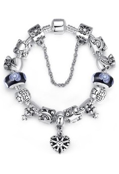 YOUNIQ  YOUNIQ Silver Charm Bracelet with European Christmas Series Blue for Her Gift PA1827 (Blue)