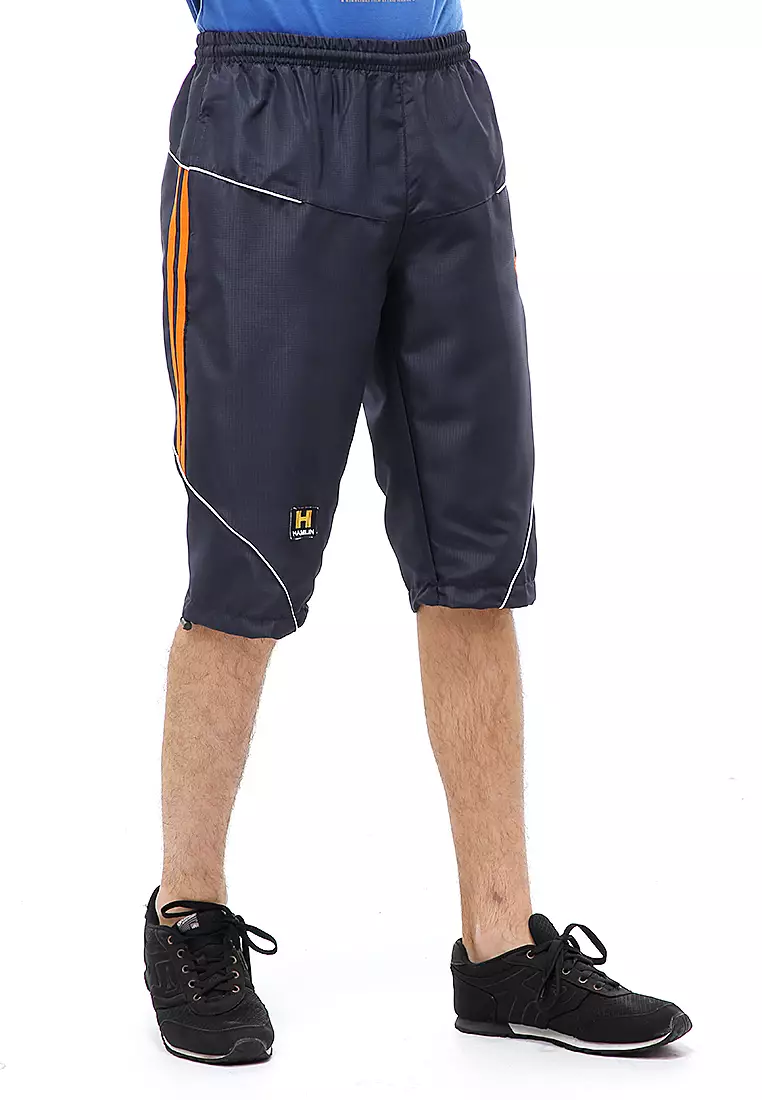 Yume Short Pants Celana Jogger Cycling Sport Pria 3/4 Material Micro Rib-Stop ORIGINAL - Black Orange