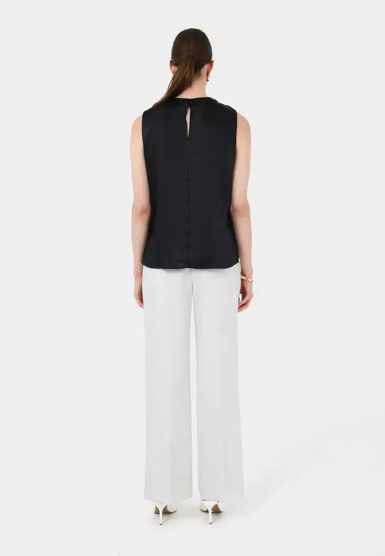 Louisa Round Neck Satin Top
