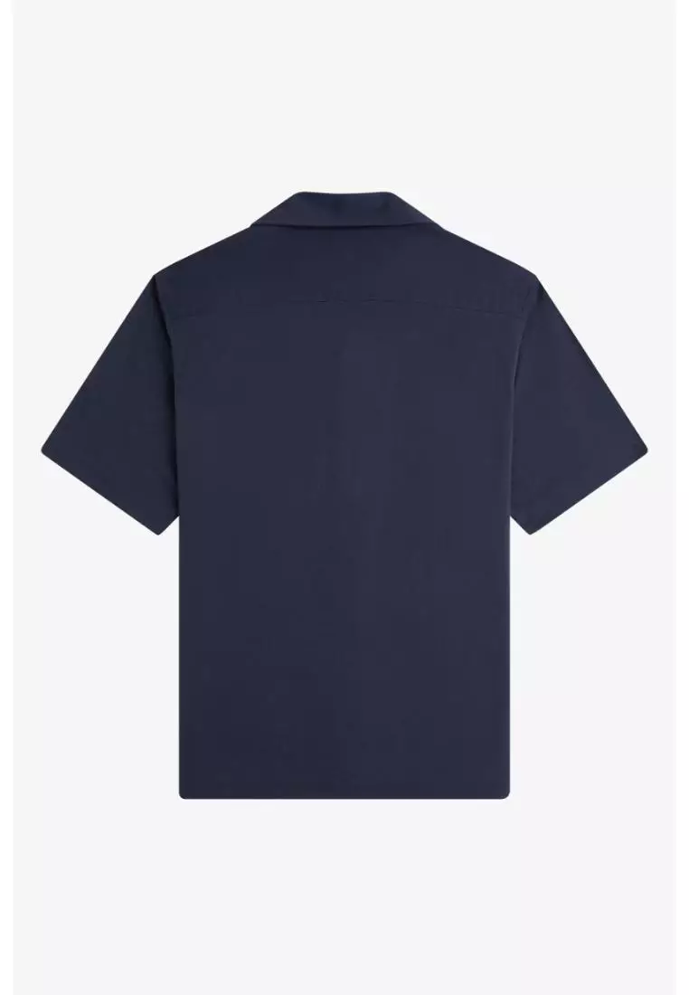Fred Perry M1745 Compress Mesh Revere Collar Shirt (Dark Airforce)