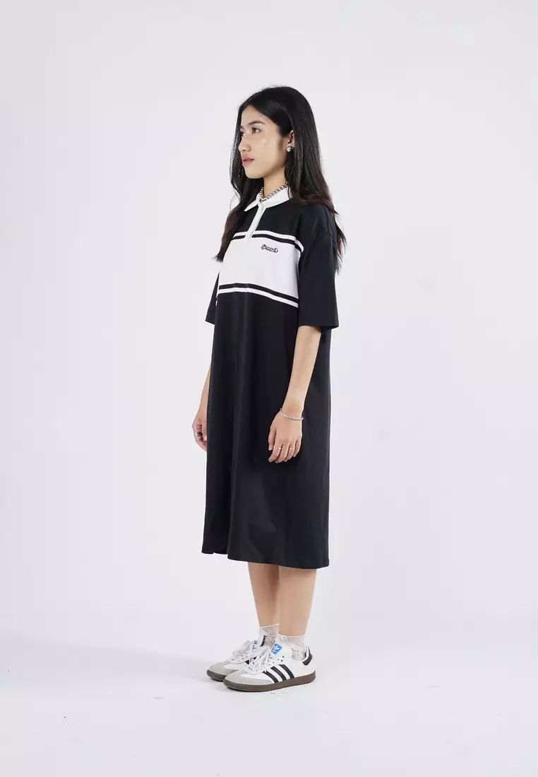 3Second Women's Midi Dress Short Sleeve A Line Collar Blair C030825