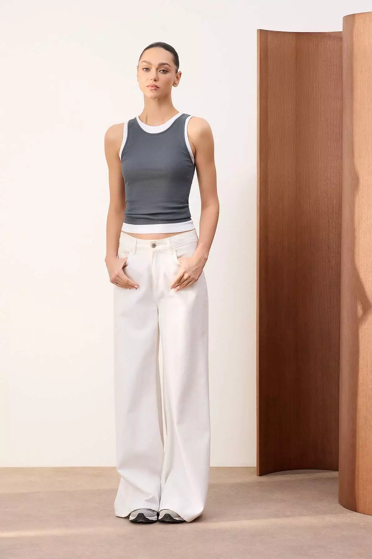 Wardrobe Essentials-Anthracite Double Layer Fitted/Sleeveless Stretch Knit Undershirt Twoss26Al9