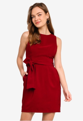 Buy Trendyol Bordeaux Belted Dress Zalora Hk