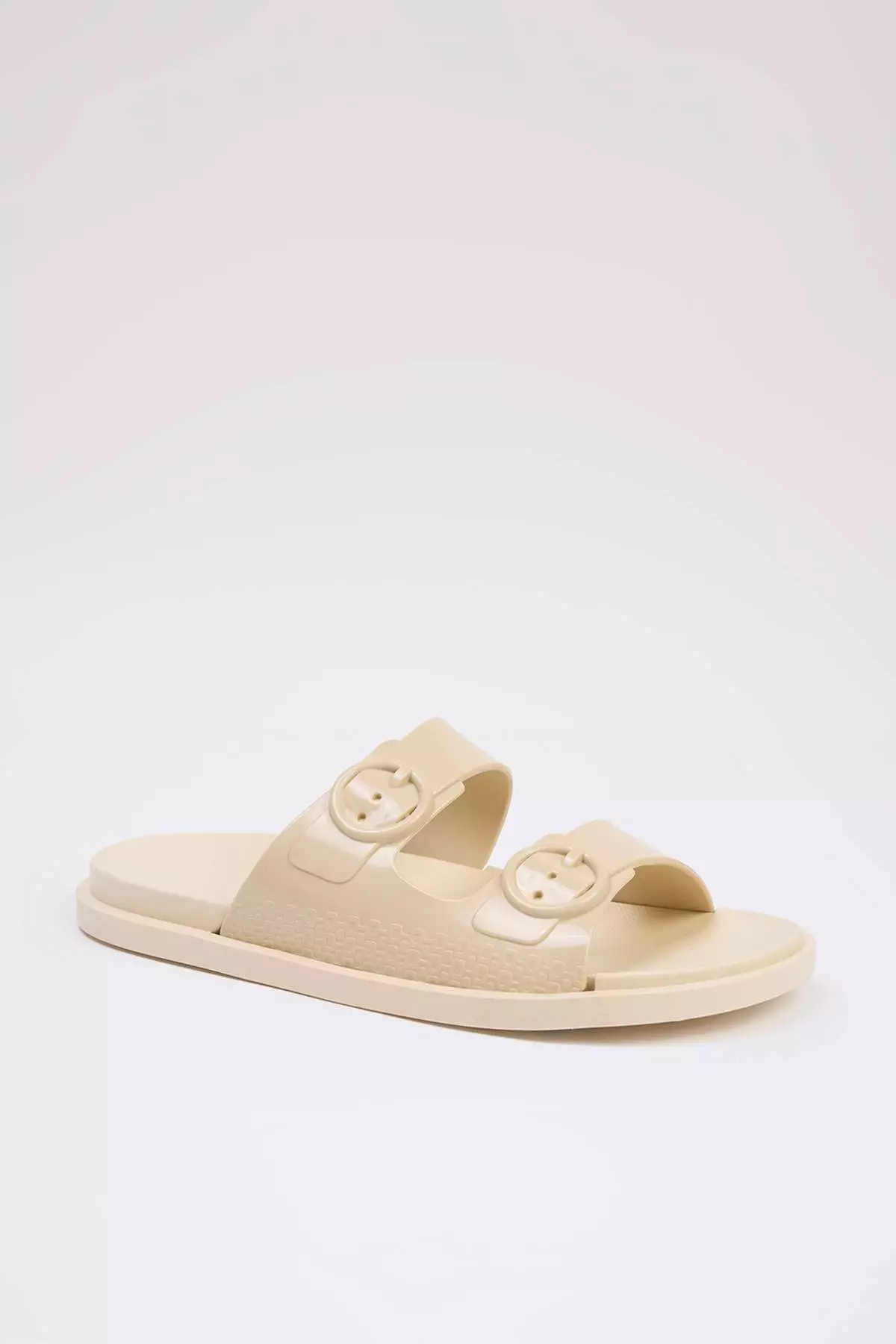 Stone Double Striped Buckle Detailed Women's Slippers Takss25Te00060