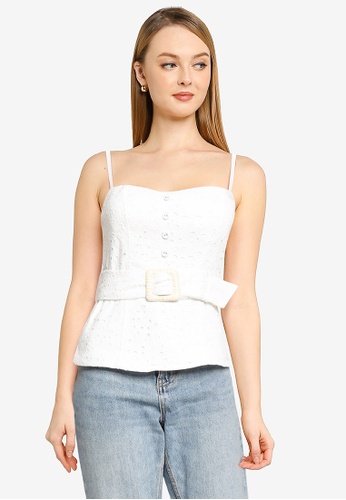 Forever New white Mimi Embroidered Linen Bustier Top 3BD5DAA8202A33GS_1