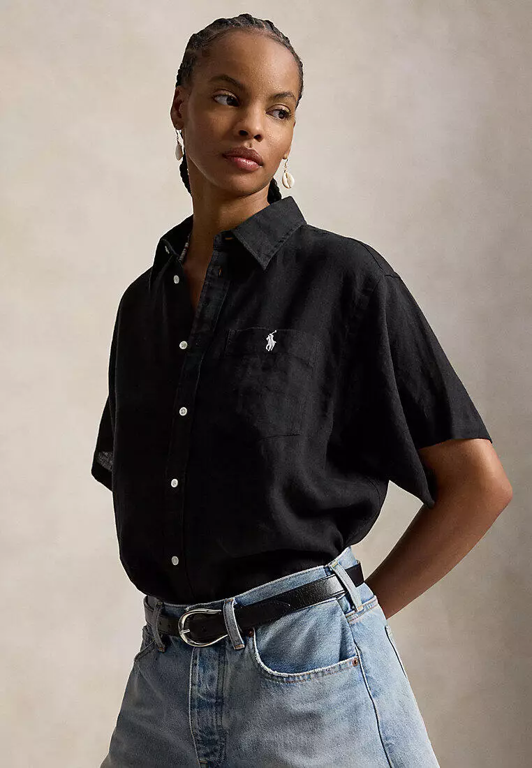 Oversize Fit Linen Short-Sleeve Shirt