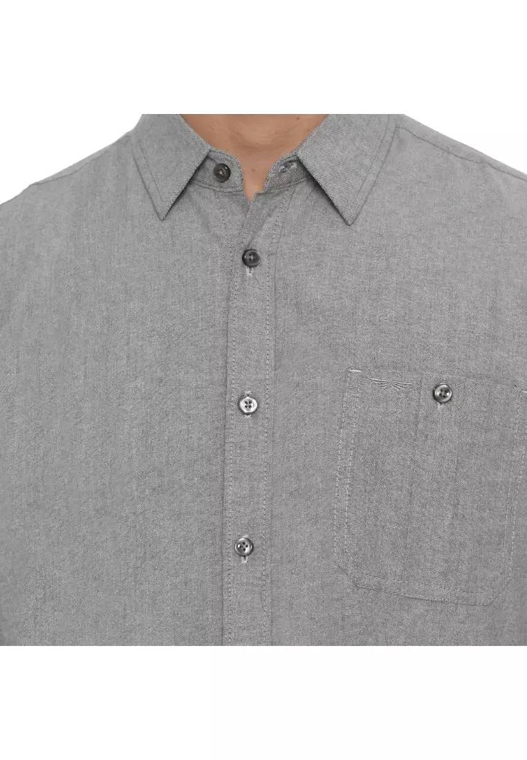 RBJ Kemeja Polos Cotton Oxford Black Regular Fit Pria