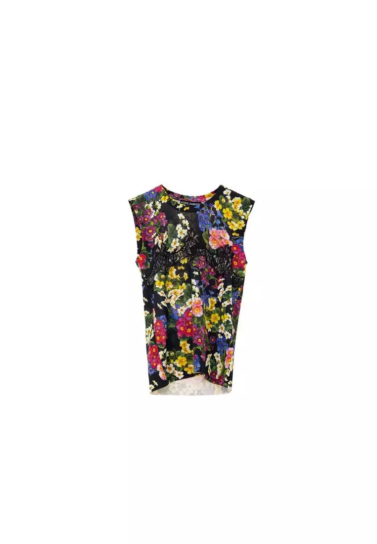 Dolce & Gabbana Floral Print Sleeveless Knit Top with 2025