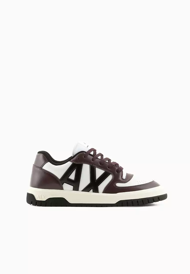 Discount on Armani Exchange  shoes - SKU: Eco-Leather Sneakers Bordeaux Optic White