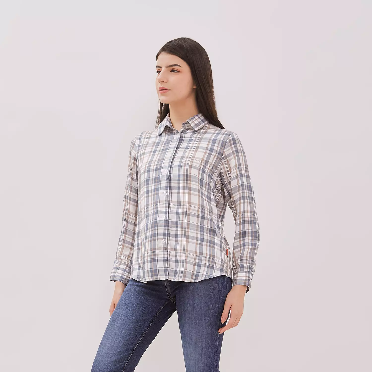 DUST Kemeja Kotak Rumika Biru Comfease (D.116480)