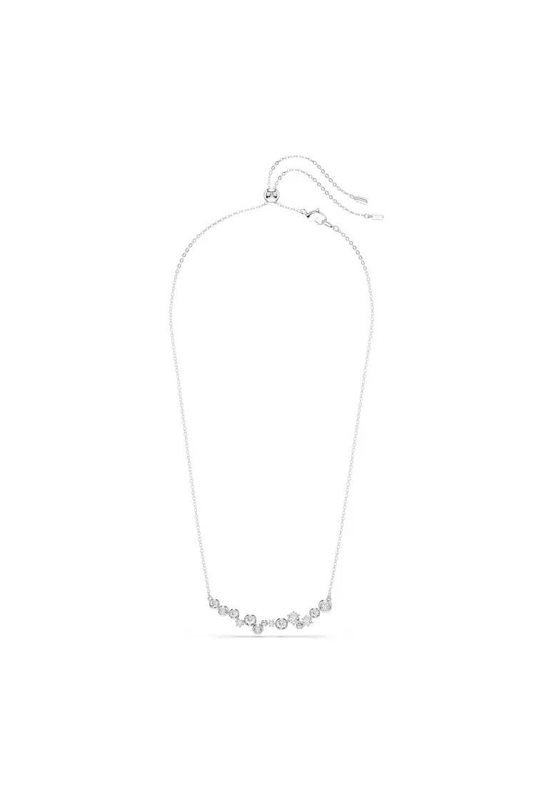 Constella necklace, Mixed cuts, White, Rhodium plated