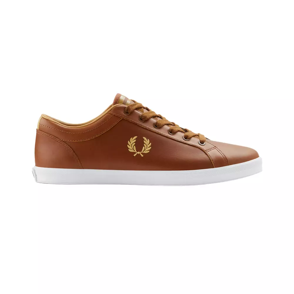 Fred perry b721 canvas trainer outlet with stripe logo crest