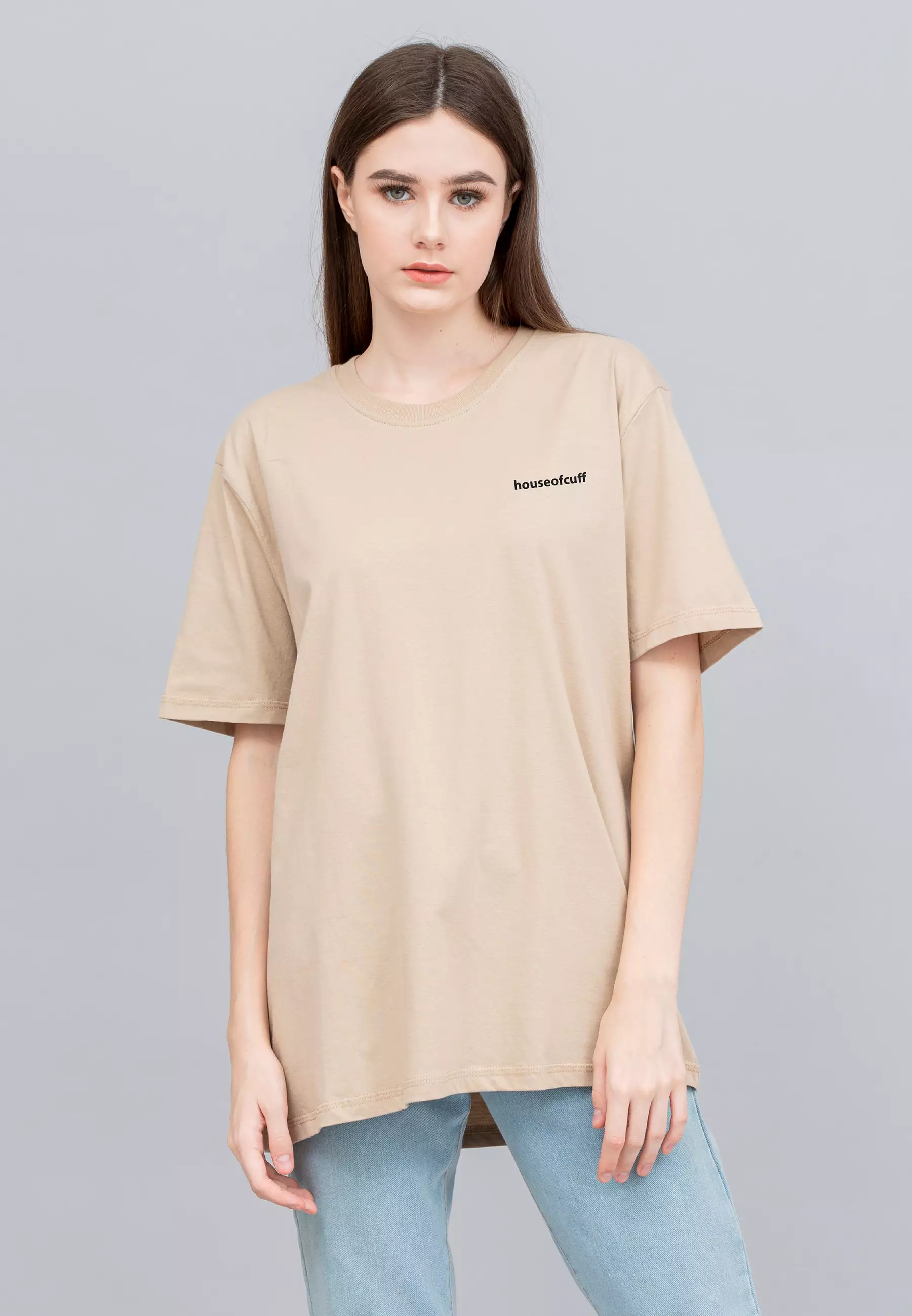 Houseofcuff T-shirt Kaos Polos Pendek Cream Wanita Tersedia Size S-4XL