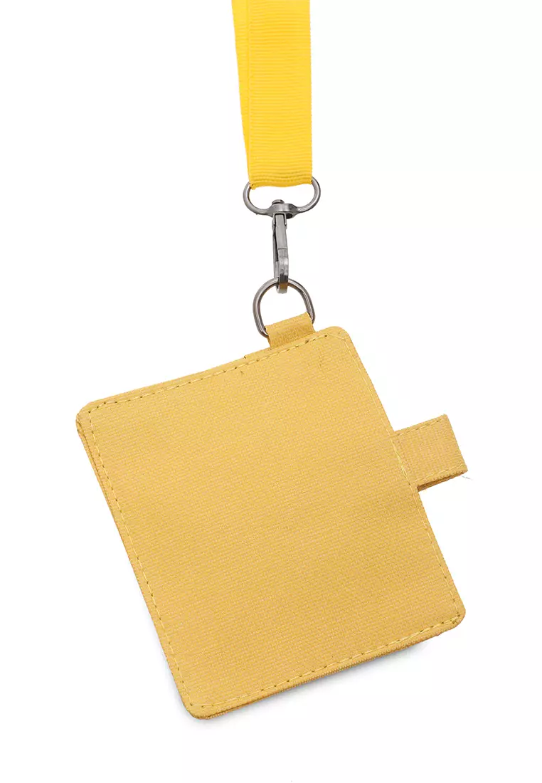 Hanging Neck Dompet Kartu 4 Slot Free Tali Gantung Motif Polos Holder Wallet Unisex - Kuning