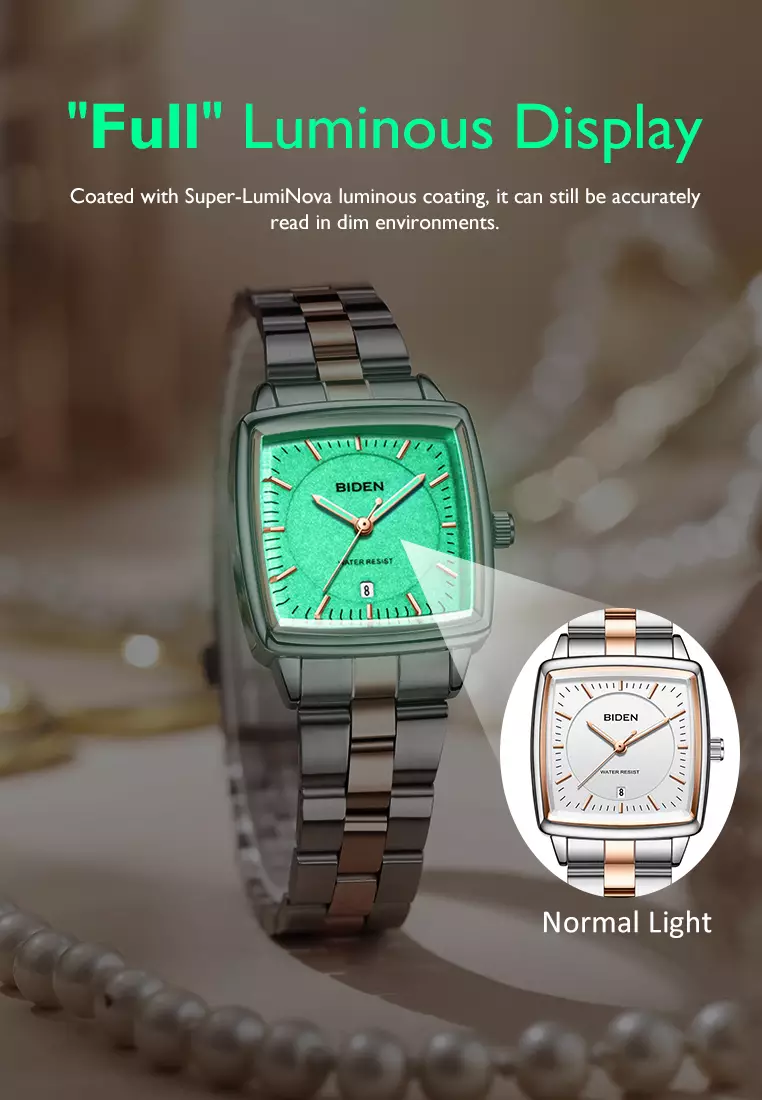 Jam Tangan Wanita Original Full Luminous Kuarsa Fashion Classic Tali Stainless Steel Jam Tangan Cewek rosewhite