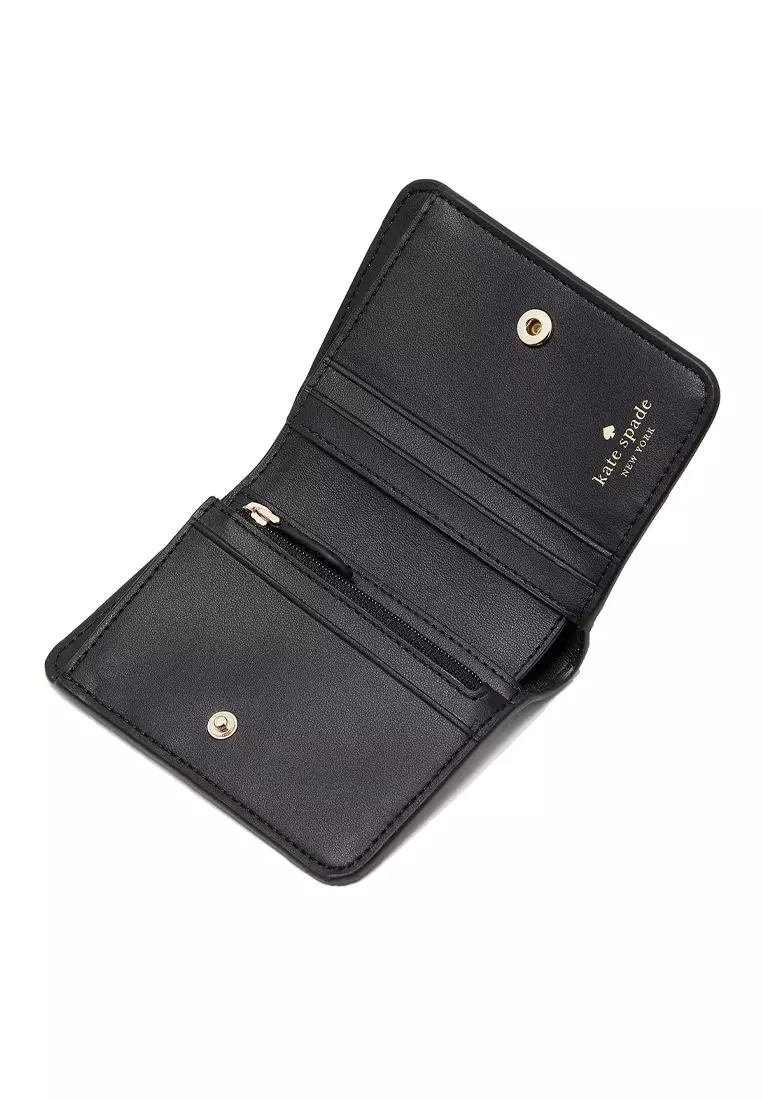 Signature Spade Flower Small Bifold Wallet Black Multi KG493