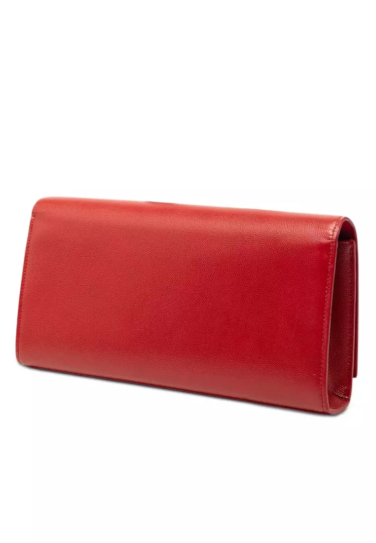 Pre-Loved Saint Laurent Grain De Poudre Monogram Cassandre Clutch