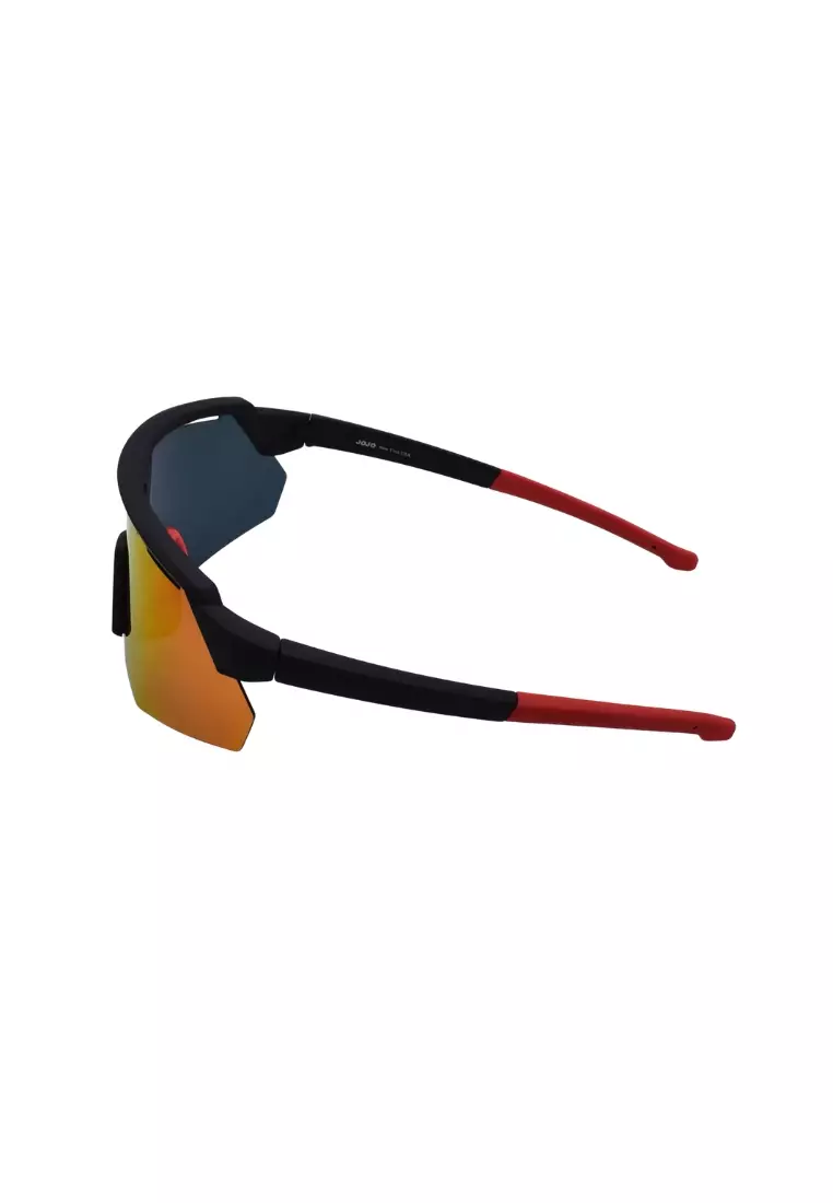 Oversized Angular Semi Frameless One Piece Lens with Vents Polarized Sunglasses