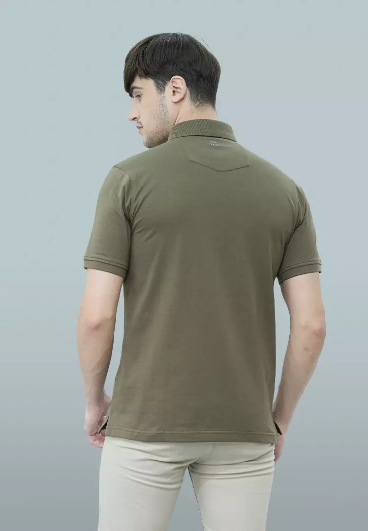 LGS - Kaos Polo Casual Pria Lengan Pendek Kerah Wangky Warna Hijau Slim Fit - JWS.325.J3410F.01.C