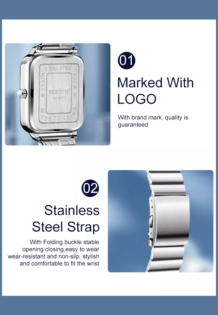 Jam Tangan Wanita Elegan Mewah Casual Anti Air Original Kekinian Tali Stainless Steel Jam Tangan Cewek blue