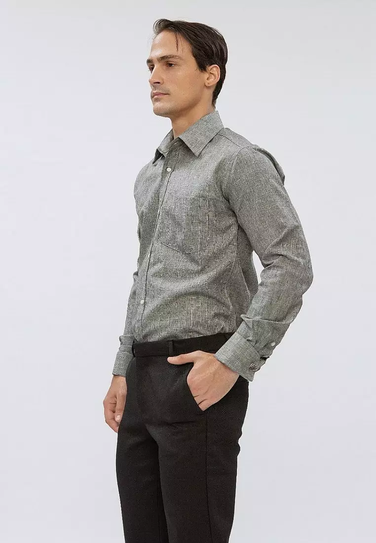 Houseofcuff Kemeja formal Kerja Slim Fit French Cuff Abu Tua