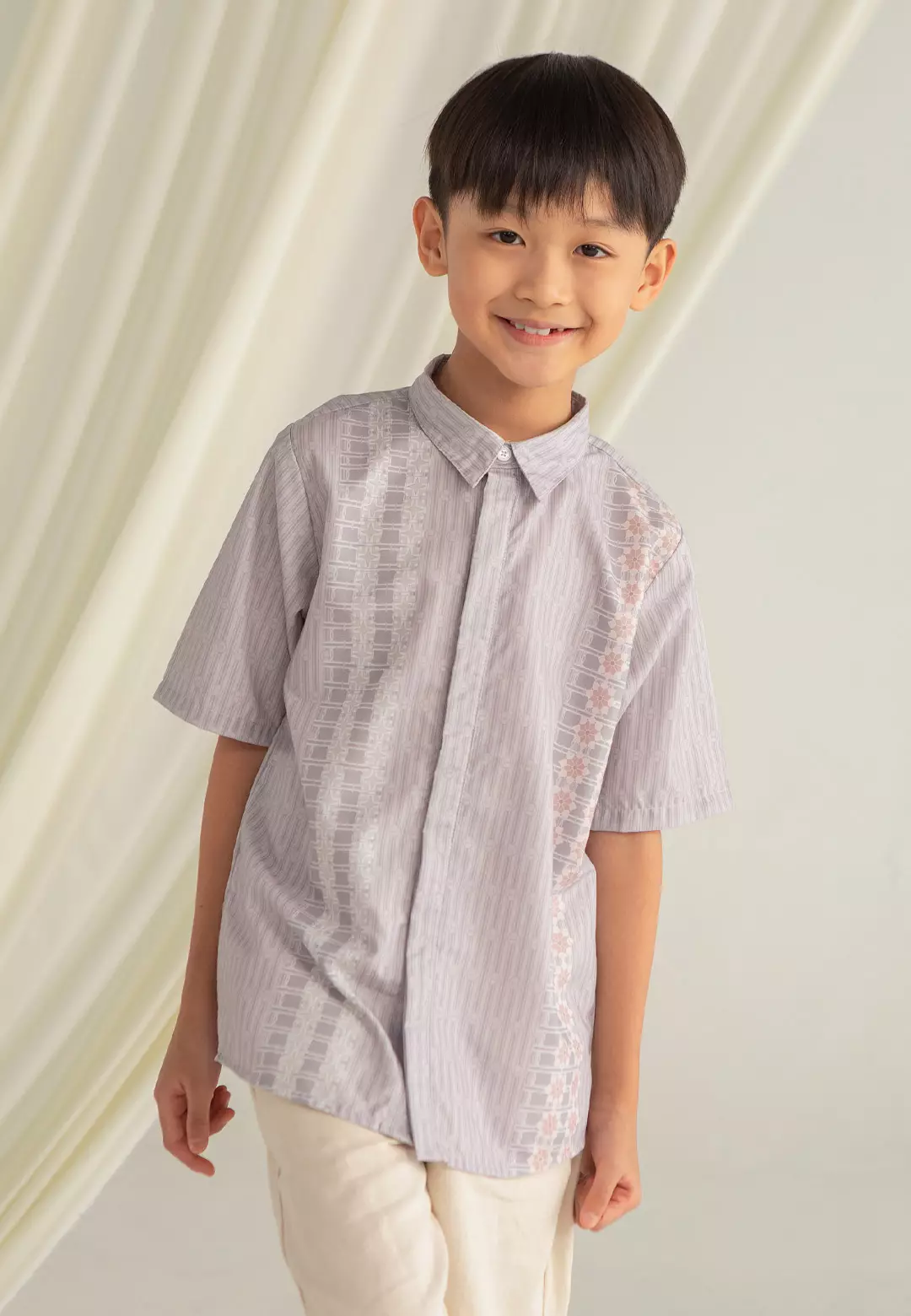 HijabChic Rafka Koko Boy Ash Grey - Baju Koko Lebaran Anak Laki-Laki Motif Simple