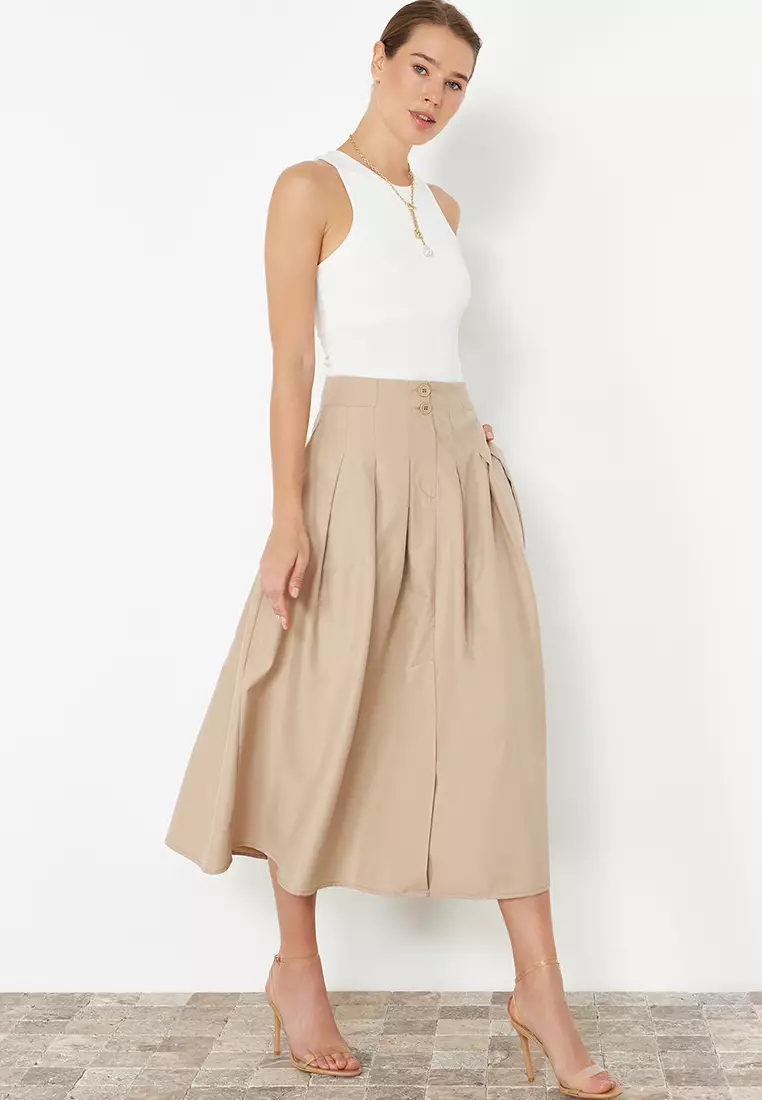 Pleated Midi Skirt