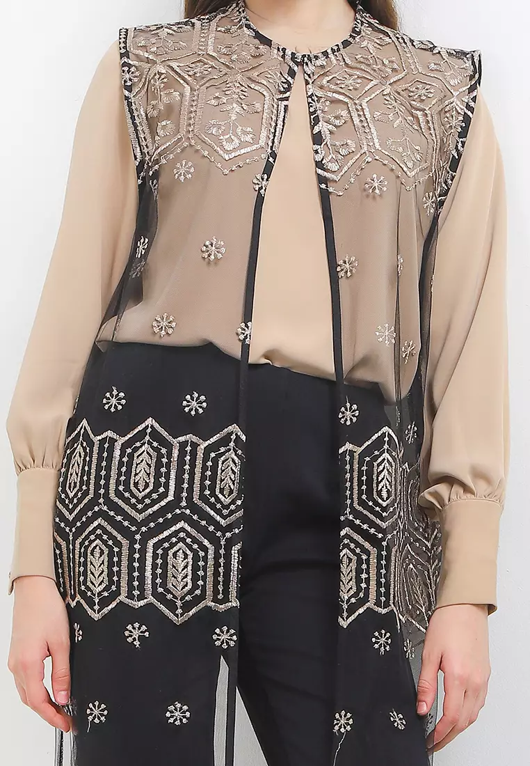 Ethnic Emb Mesh Vest