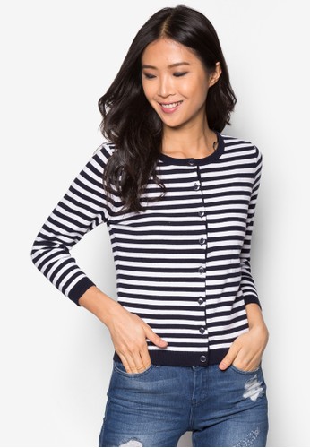 Stripe Cotton zalora 泳衣Cardigan, 服飾, 毛衣& 針織外套