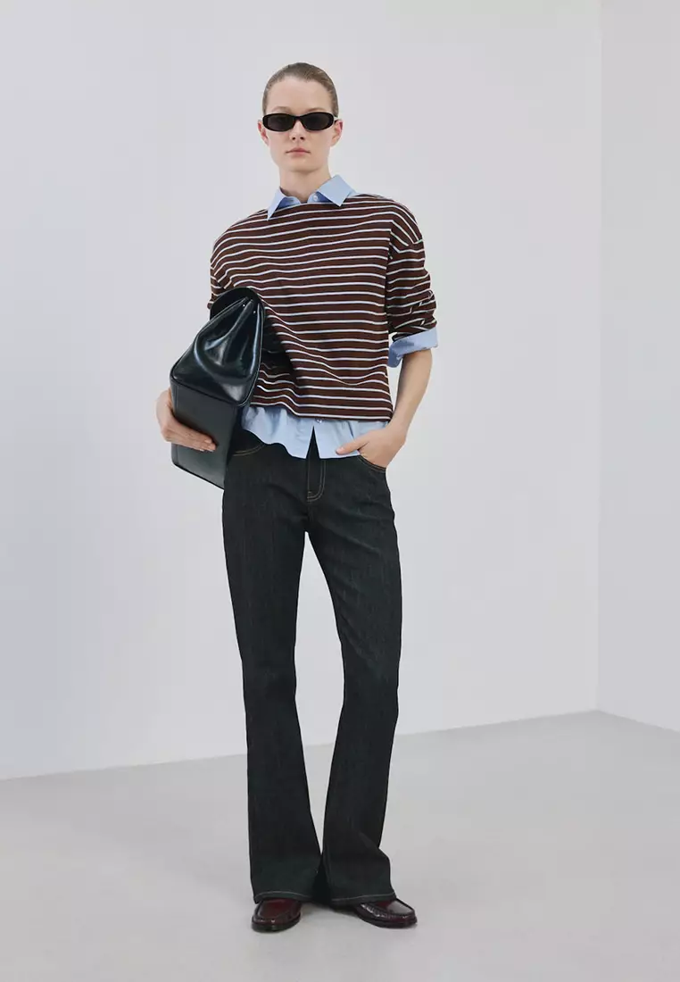 Striped Boat Neck Sweatshirt