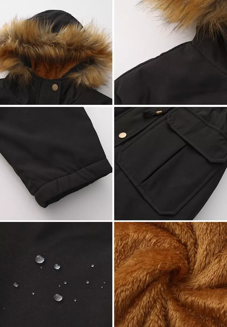 Thick Faux Fur Hooded Cotton Coat AD-D335