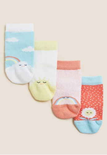 MARKS & SPENCER multi M&S 4pk Cotton Rich Rainbow Baby Socks (0-3 Yrs) 700F5KA26B4DACGS_1