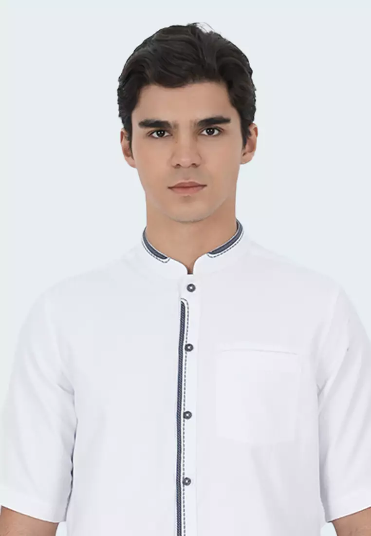 LGS - Baju Koko - Kemeja Casual Pria Regular Fit - Katun - Lengan Pendek - Putih - CSH.283.S2063K.436.C