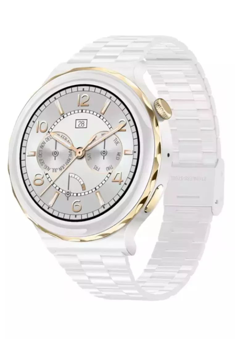 Unisex IOS/Android White SmartWatch + 1 Free White Rubber Strap