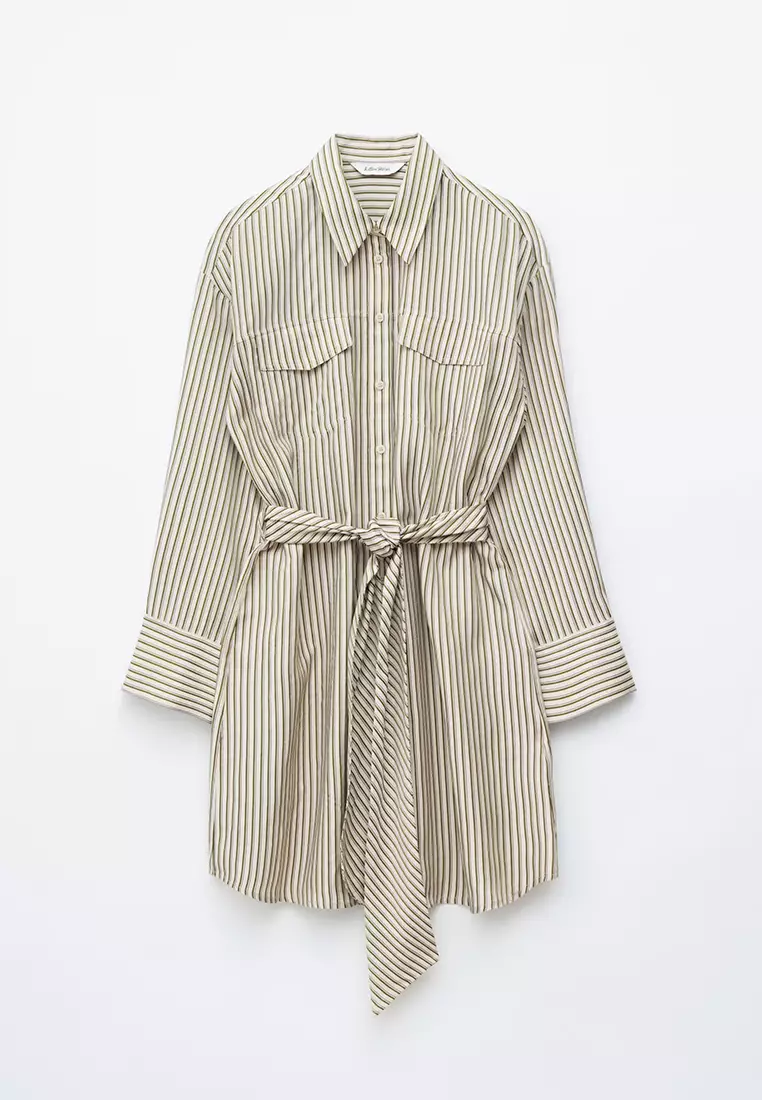 Tie-Belt Mini Shirt Dress