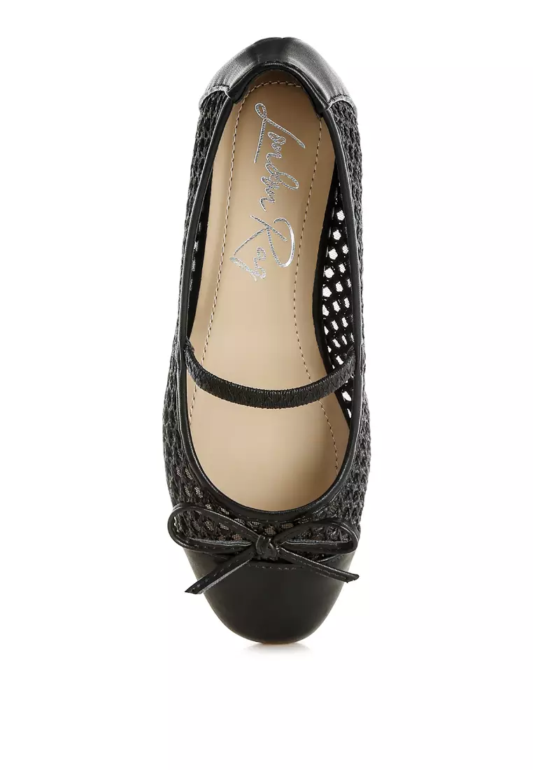 Woven Bow Detail Ballerinas In Black
