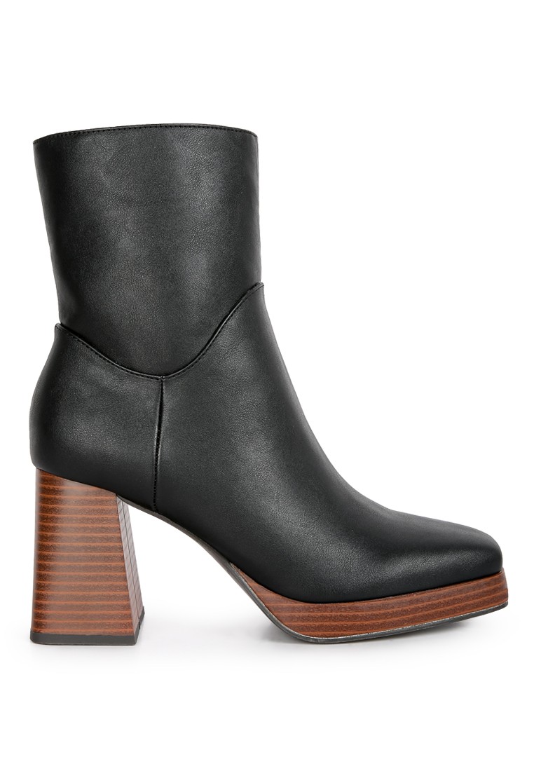 Black High Ankle Heel Boots