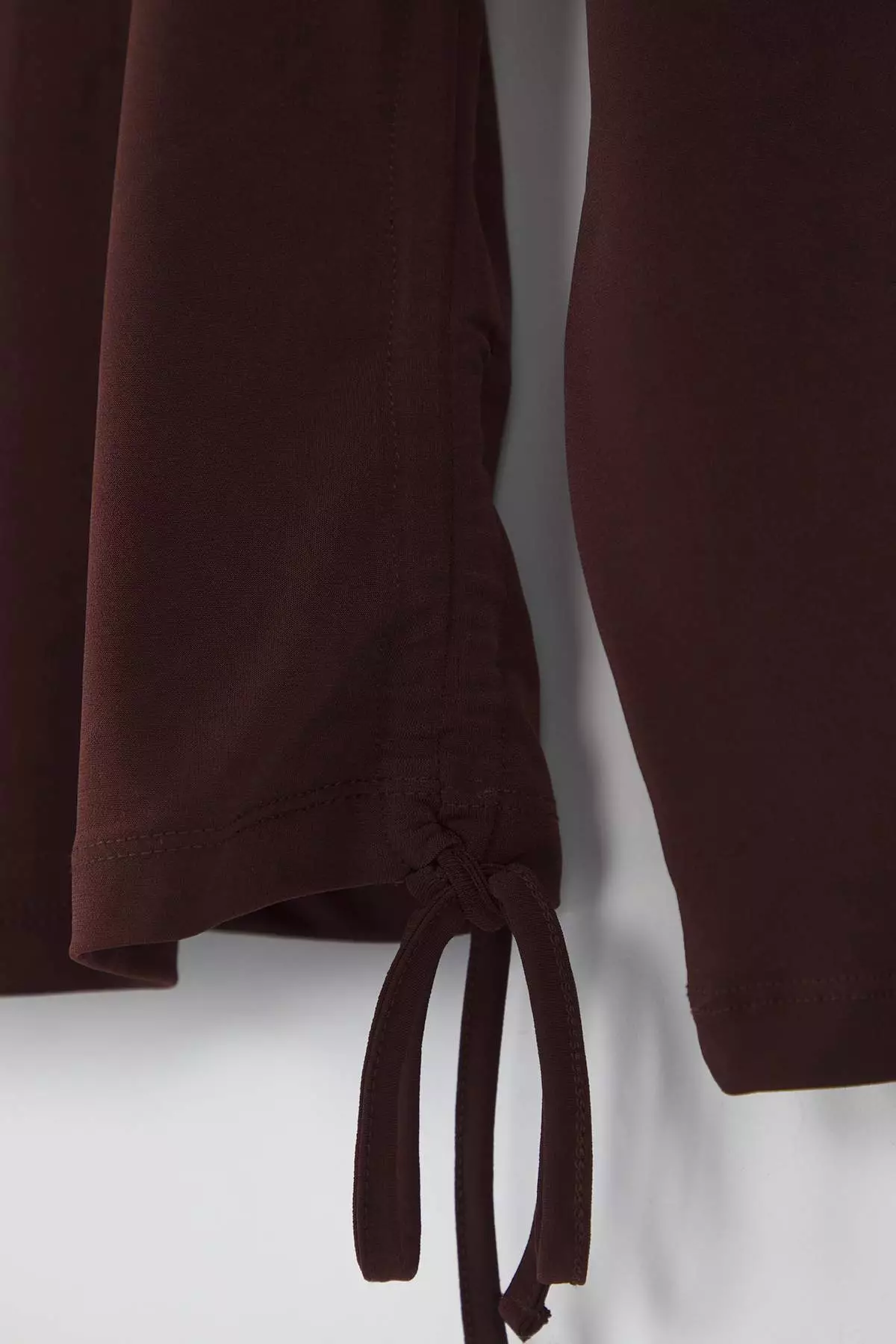 Brown Square Neck Side Gathered Knitted Plus Size Blouse