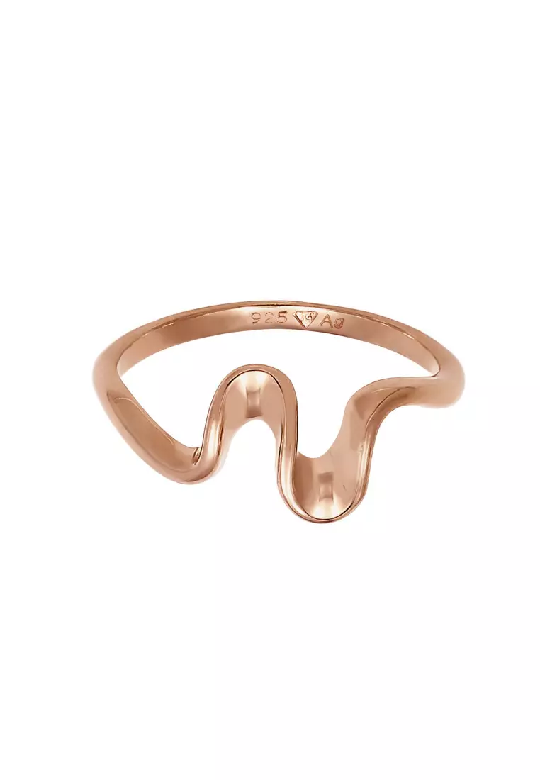 Cincin Perhiasan Perak 925 Wanita Waves Look Rosegold Plated