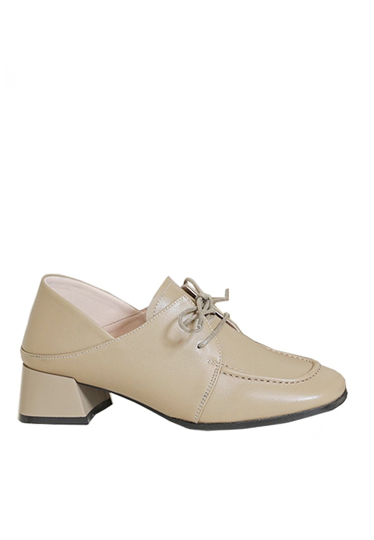 VANSA Top Layer Cowhide Lace Up Mid Heel Shoes VSW-H21121