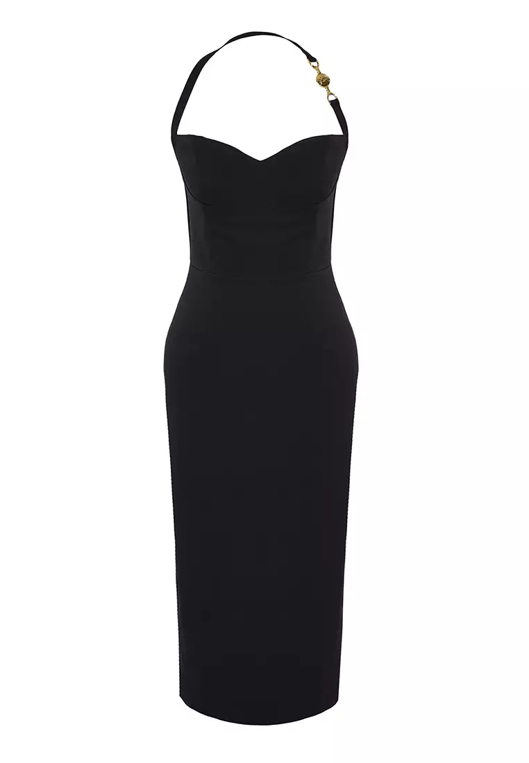 Halter Slit Midi Dress