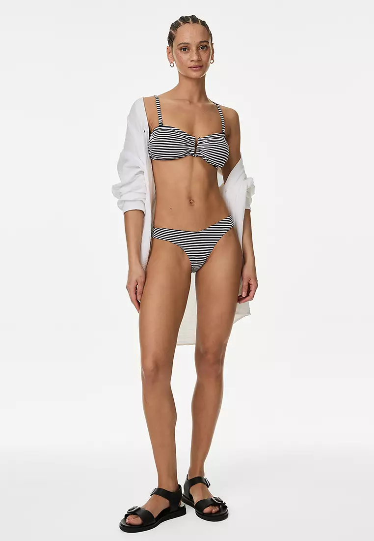 Striped Padded U-Wire Bandeau Bikini Top