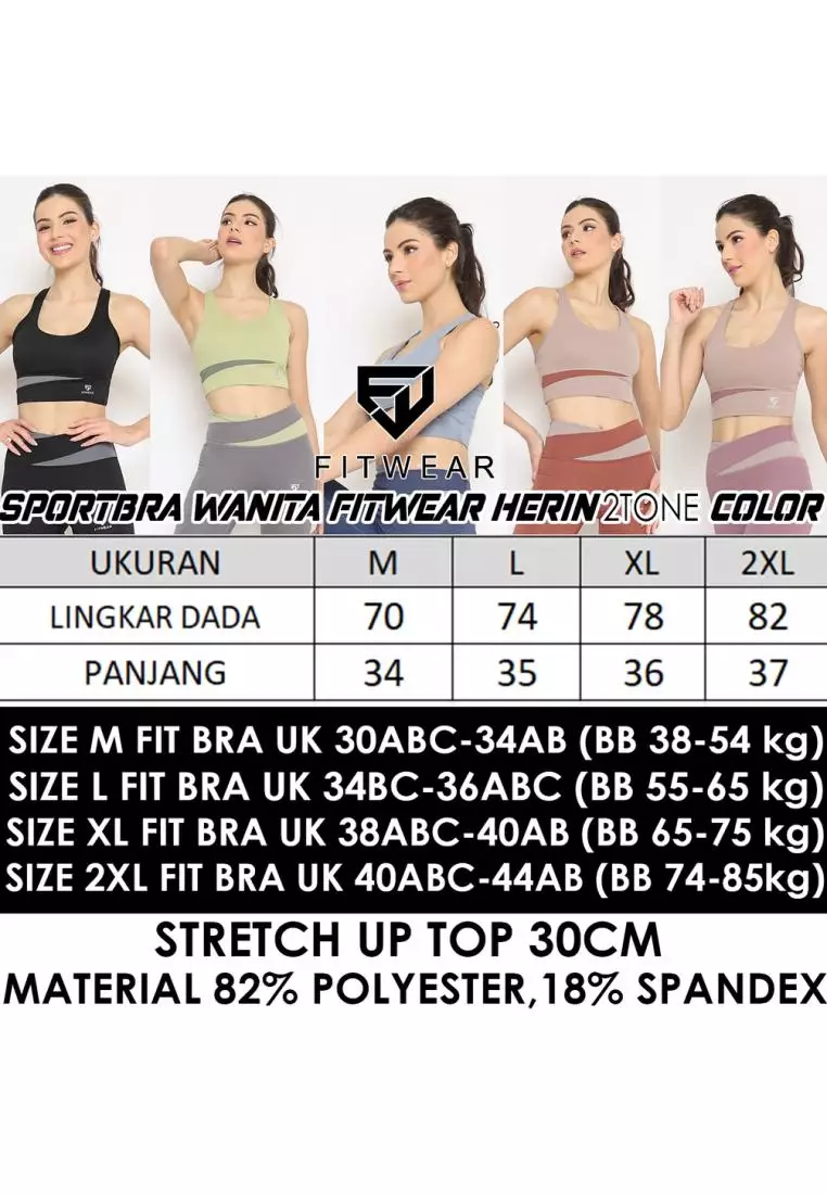 Fitwear - Sportbra Olahraga Wanita HERIN BRA 2TONE SEAMLESS - BLACK GREY