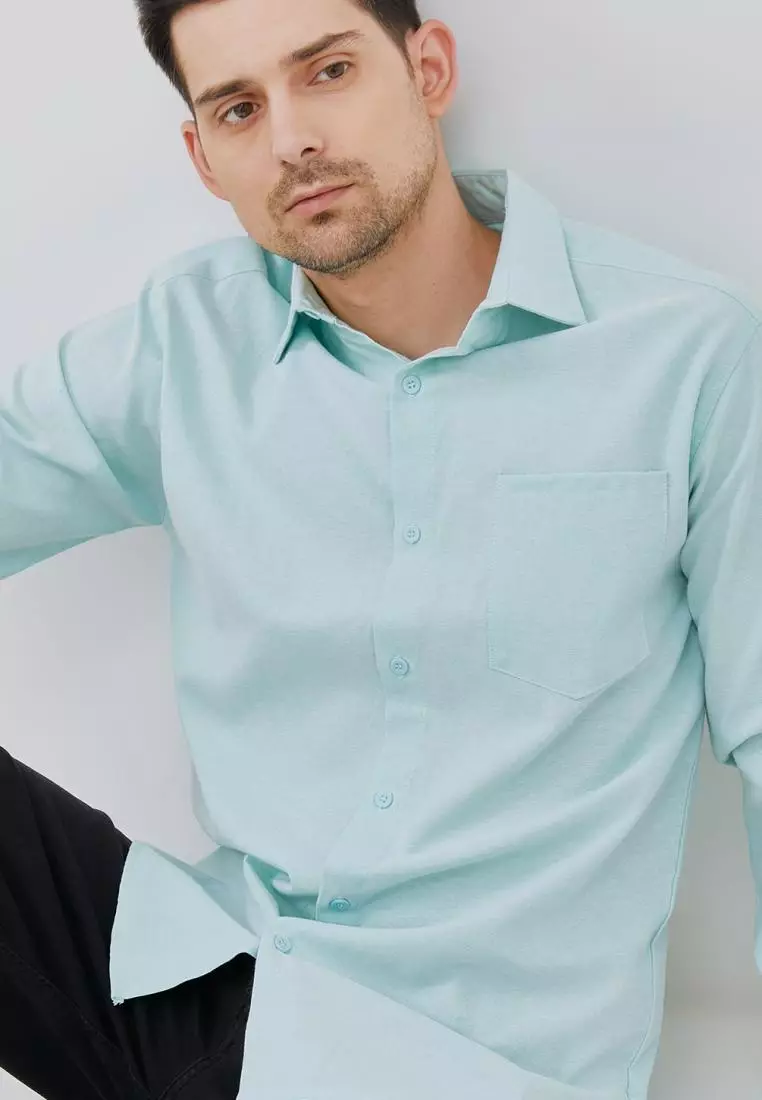 Paulmay Kemeja Pria Reguler Fit Oxford Baby Green Shirts