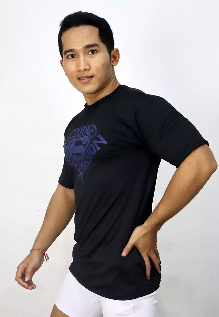 Flexzone Sports Tee Superman Strength Shirt DC Comics Black