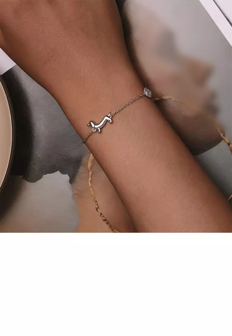 Buy Glamorousky 925 Sterling Silver Simple Cute Dachshund Dog