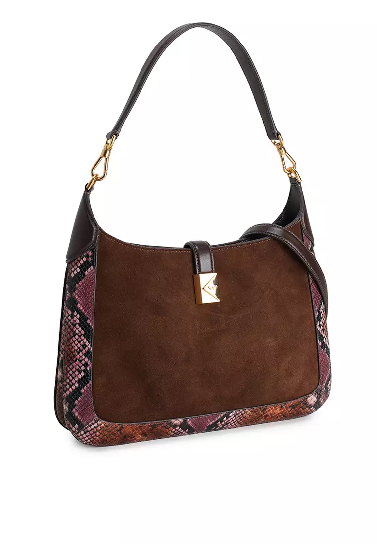 Deco Snake Embossed Hobo Bag
